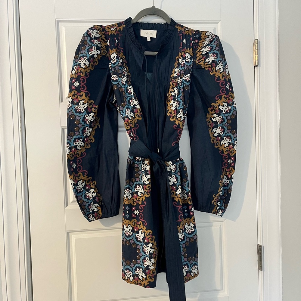 Cleobella Navy and Multicolor Floral Long Sleeve Dress